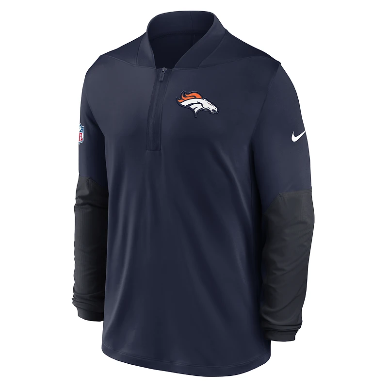 Men's Nike Navy Denver Broncos Sideline Dri-FIT Half-Zip Pullover