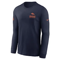 T-shirt Nike bleu marine à manches longues pour homme, Denver Broncos Sideline Dri-FIT
