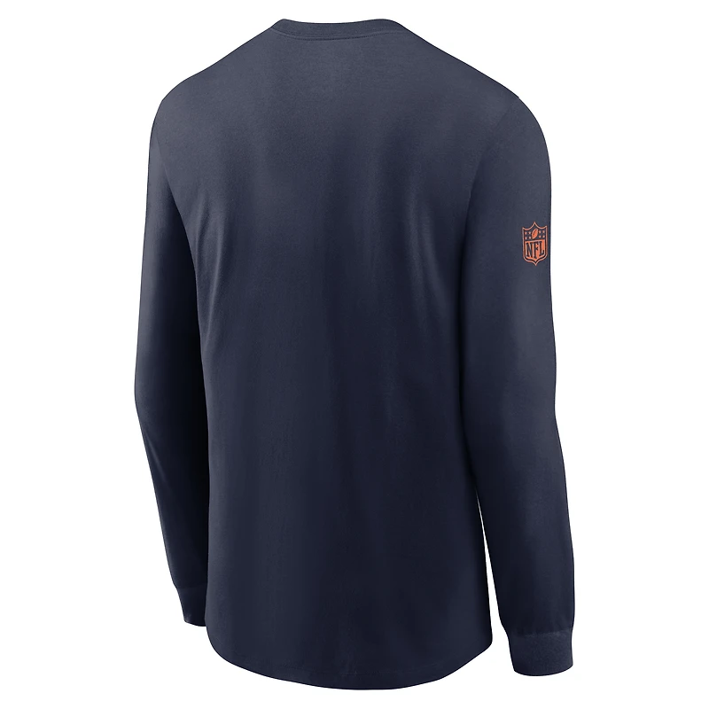 T-shirt Nike bleu marine à manches longues pour homme, Denver Broncos Sideline Dri-FIT