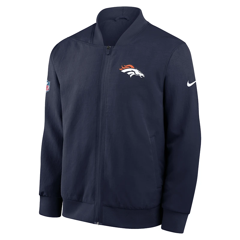 Men's Nike Navy Denver Broncos Sideline Full-Zip Bomber Jacket