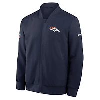 Men's Nike Navy Denver Broncos Sideline Full-Zip Bomber Jacket