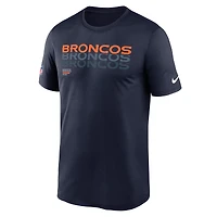 T-shirt Nike Dri-FIT bleu marine Denver Broncos Sideline Legend pour homme