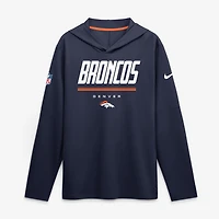 Men's Nike  Navy Denver Broncos Sideline Lightweight Long Sleeve Hooded Dri-FIT Top