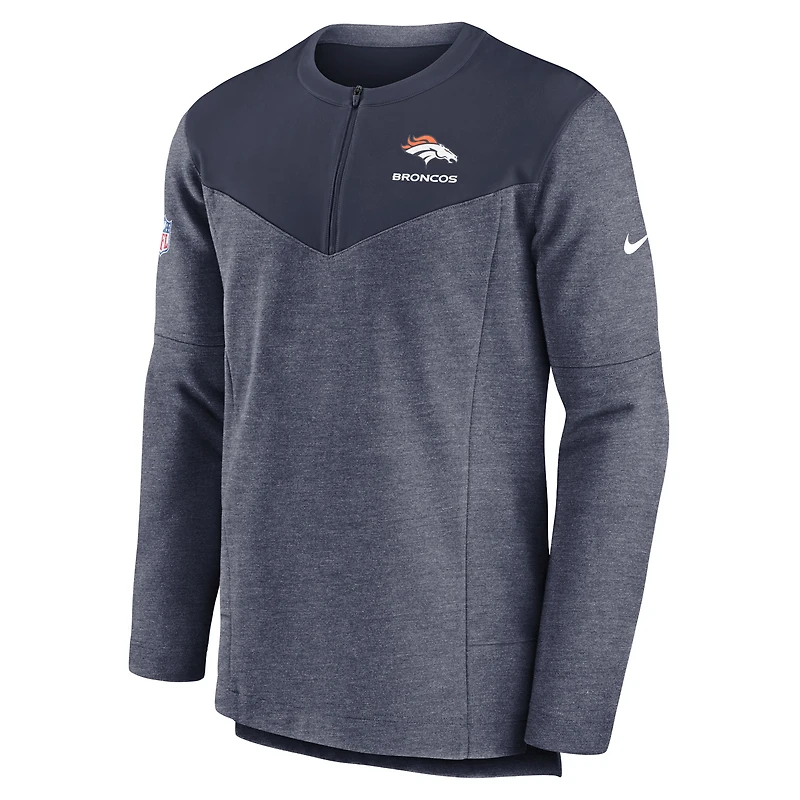 Haut à quart de zip Performance Nike Denver Broncos Sideline Lockup pour homme - Bleu marine