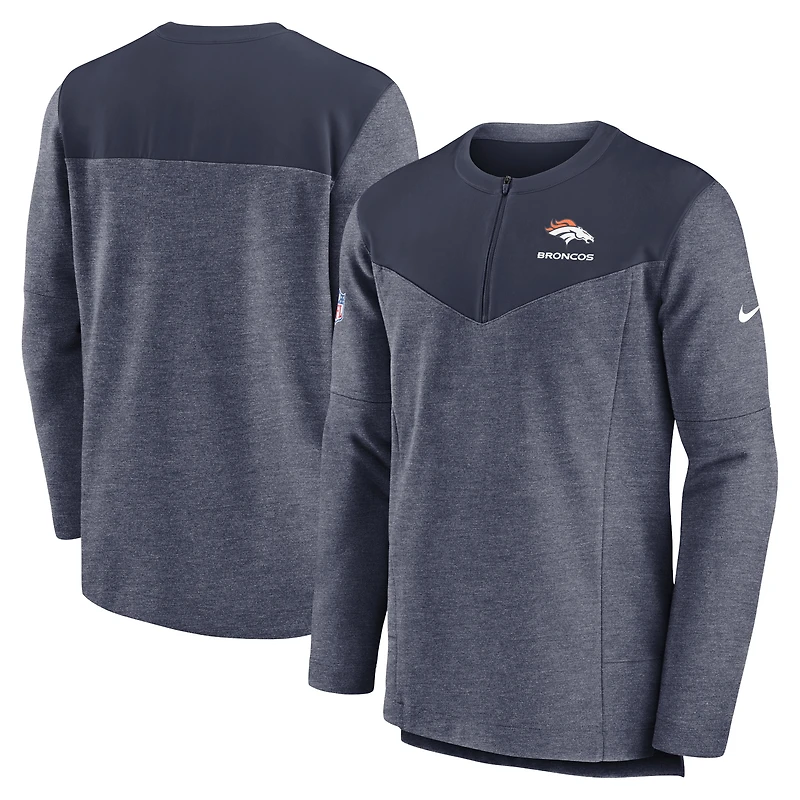 Haut à quart de zip Performance Nike Denver Broncos Sideline Lockup pour homme - Bleu marine
