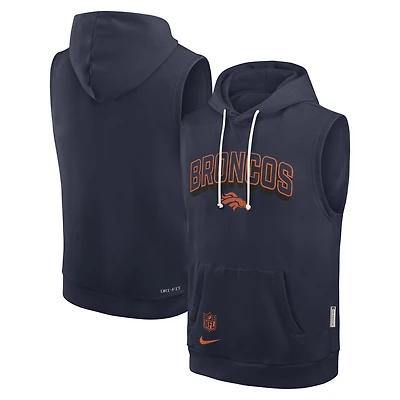 Men's Nike Navy Denver Broncos Sideline Performance Sleeveless Pullover Hoodie