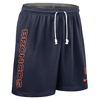 Short réversible Nike Dri-FIT bleu marine Denver Broncos Sideline pour homme