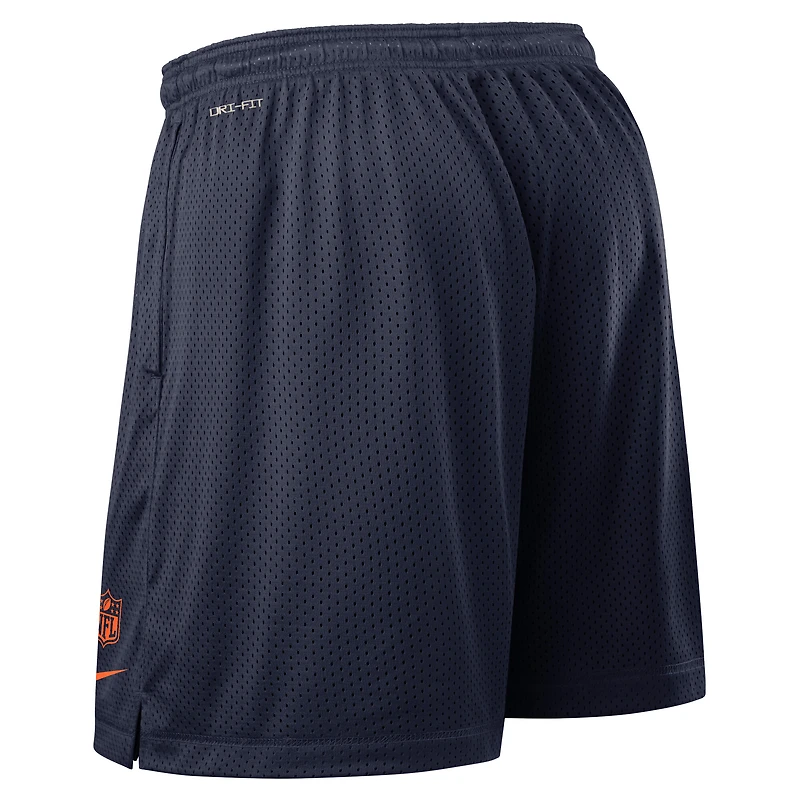 Short réversible Nike Dri-FIT bleu marine Denver Broncos Sideline pour homme