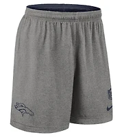 Short réversible Nike Dri-FIT bleu marine Denver Broncos Sideline pour homme