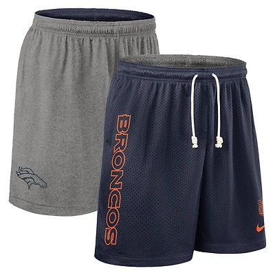 Short réversible Nike Dri-FIT bleu marine Denver Broncos Sideline pour homme