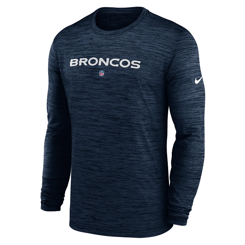 T-shirt à manches longues Nike Denver Broncos Sideline Team Velocity Performance pour homme
