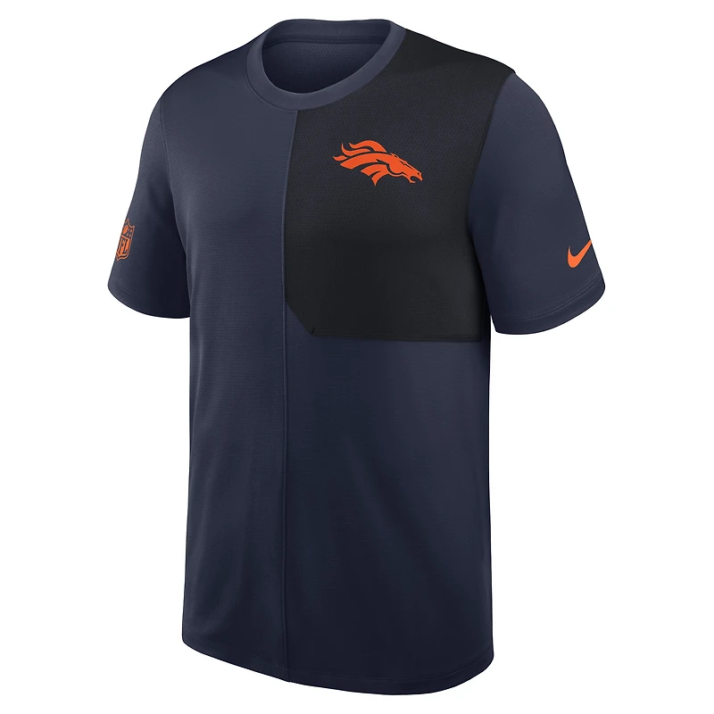 T-shirt d'entraîneur Nike Dri-Fit bleu marine Denver Broncos pour homme
