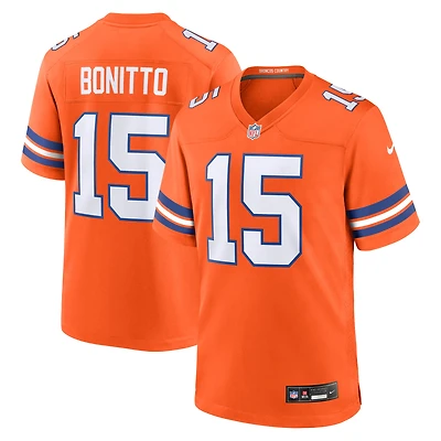 Maillot Nike Nik Bonitto orange pour homme des Denver Broncos, collection alternative 2 Mile High, rétro de 1977