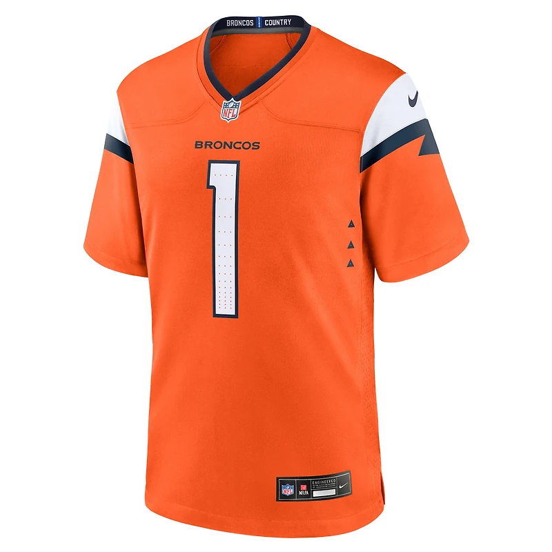 Men's Nike Number 1 Groom Orange Denver Broncos Game Jersey