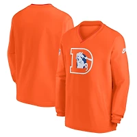 Coupe-vent à manches longues et col en V avec logo rétro des Denver Broncos 2024 pour homme Nike Orange