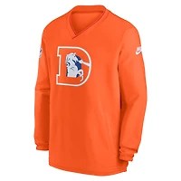 Men's Nike Orange Denver Broncos 2024 Sideline Throwback Logo Long-Sleeve V-Neck Windshirt