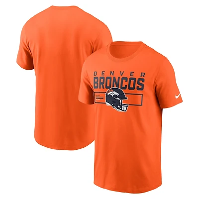 T-shirt Nike orange Denver Broncos Primetime pour homme avec casque essentiel