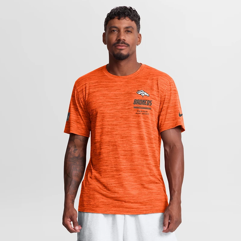 T-shirt Nike orange Denver Broncos Sideline Double Covered Dri-FIT Velocity pour homme