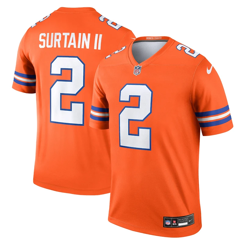 Haut Nike Patrick Surtain II orange pour homme, joueur légendaire des Denver Broncos