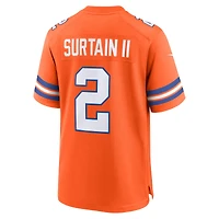 Maillot Nike Patrick Surtain II Orange Denver Broncos Mile High Collection 1977 Throwback Player Game pour homme