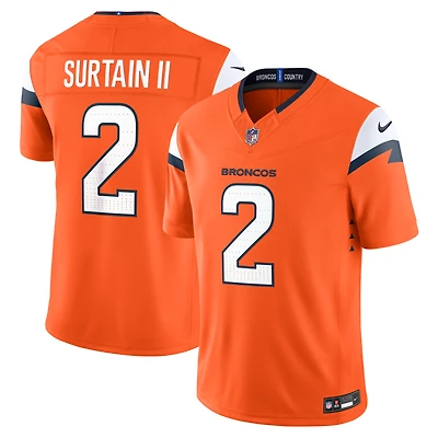 Men's Nike Patrick Surtain II Orange Denver Broncos Vapor F.U.S.E. Stitched Limited Jersey