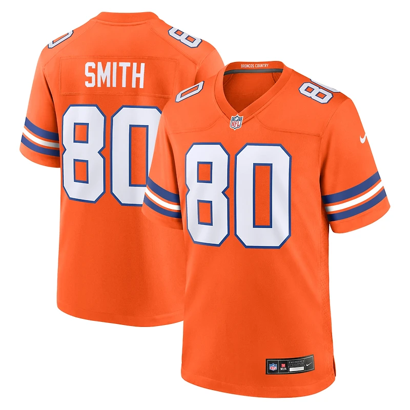 Maillot de jeu alternatif Nike Rod Smith orange pour homme, joueur retraité des Denver Broncos