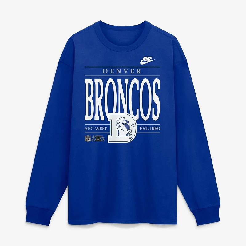 Men's Nike Royal Denver Broncos Red Zone Long Sleeve Max 90 T-Shirt