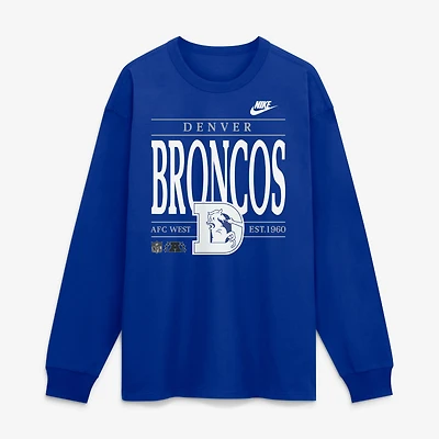 Men's Nike Royal Denver Broncos Red Zone Long Sleeve Max 90 T-Shirt
