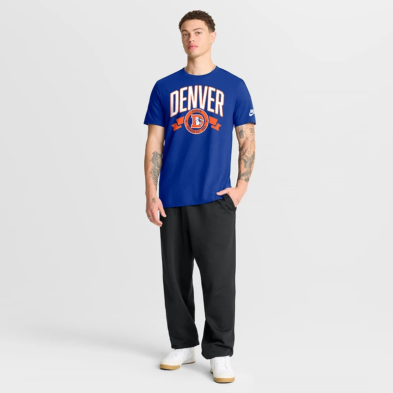 Men's Nike Royal Denver Broncos Rewind Front and Back Hit Essential T-Shirt
