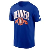 T-shirt Nike Royal Denver Broncos Rewind pour homme, coupe avant et arrière, essentiel