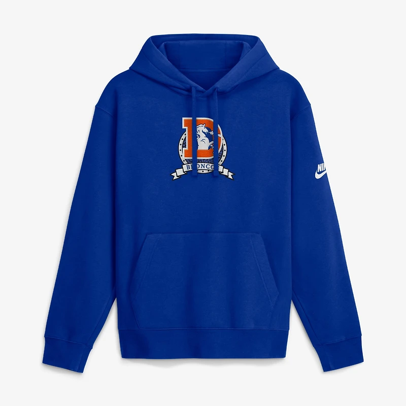 Men's Nike  Royal Denver Broncos Short Pass Rewind Club Fleece Hoodie
