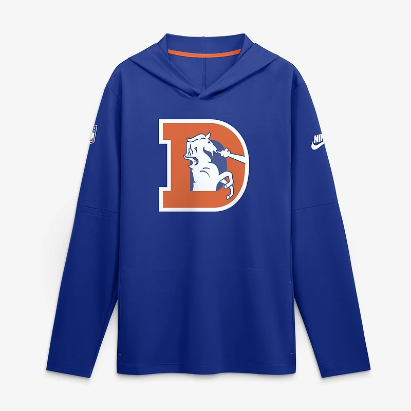 Men's Nike Royal Denver Broncos Sideline Dri-FIT Long Sleeve Hooded T-Shirt