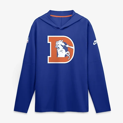 Men's Nike Royal Denver Broncos Sideline Dri-FIT Long Sleeve Hooded T-Shirt
