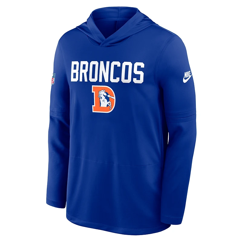 Men's Nike Royal Denver Broncos Sideline Pass Accuracy Dri-FIT Long Sleeve Hoodie T-Shirt