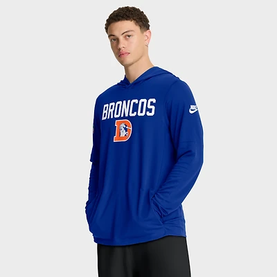 Men's Nike Royal Denver Broncos Sideline Pass Accuracy Dri-FIT Long Sleeve Hoodie T-Shirt