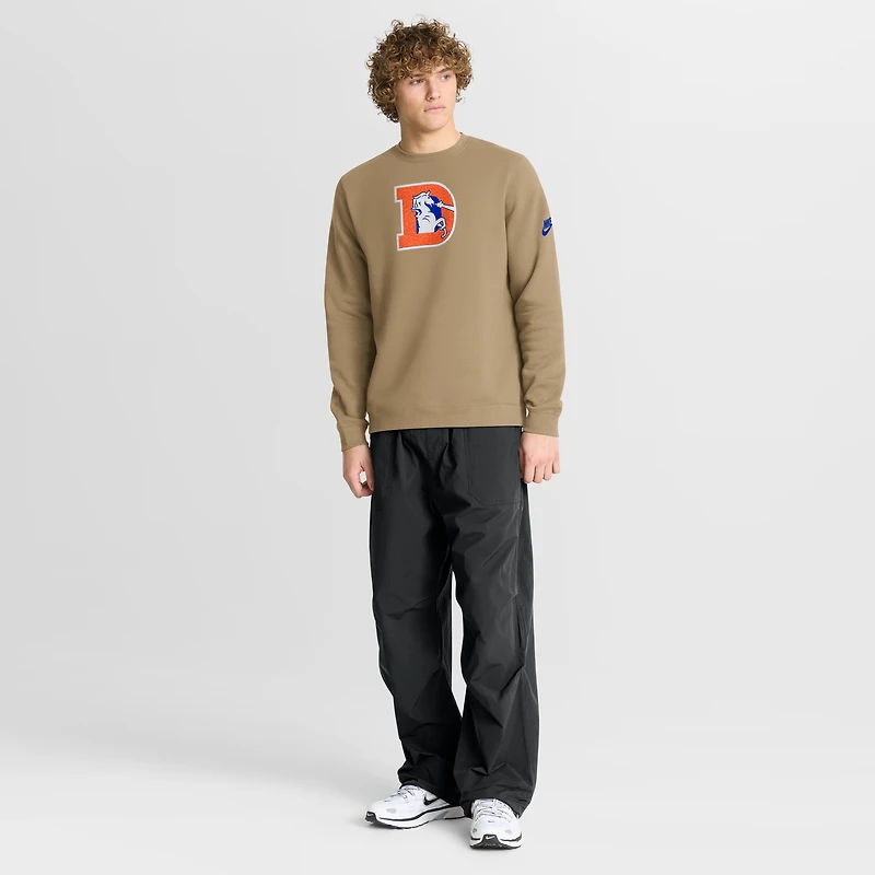 Men's Nike Tan Denver Broncos Swing Pass Rewind Club Pullover Sweatshirt