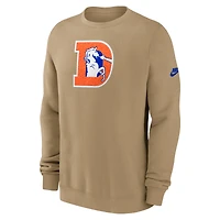 Men's Nike Tan Denver Broncos Swing Pass Rewind Club Pullover Sweatshirt