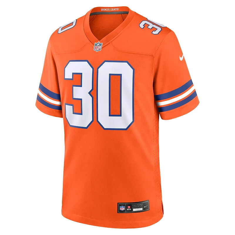 Maillot Nike Terrell Davis orange pour homme, joueur retraité des Denver Broncos, match alternatif