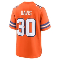 Maillot Nike Terrell Davis orange pour homme, joueur retraité des Denver Broncos, match alternatif