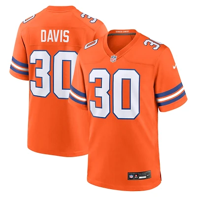 Maillot Nike Terrell Davis orange pour homme, joueur retraité des Denver Broncos, match alternatif