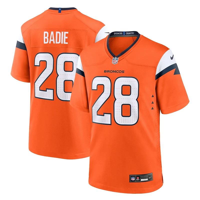 Men's Nike Tyler Badie Orange Denver Broncos Team Game Jersey