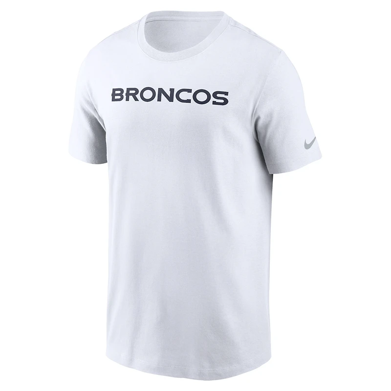 T-shirt essentiel Nike blanc Denver Broncos Primetime Wordmark pour homme