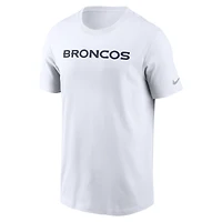 T-shirt essentiel Nike blanc Denver Broncos Primetime Wordmark pour homme