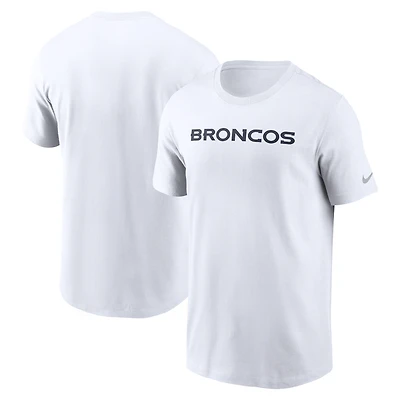 T-shirt essentiel Nike blanc Denver Broncos Primetime Wordmark pour homme