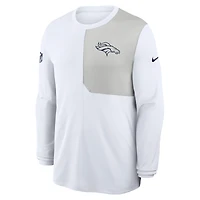 Maillot Nike blanc à manches longues Denver Broncos Sideline Coach UV Dri-FIT pour homme