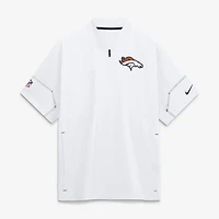 Men's Nike White Denver Broncos Sideline Short Sleeve Quarter-Zip Coaches Jacket