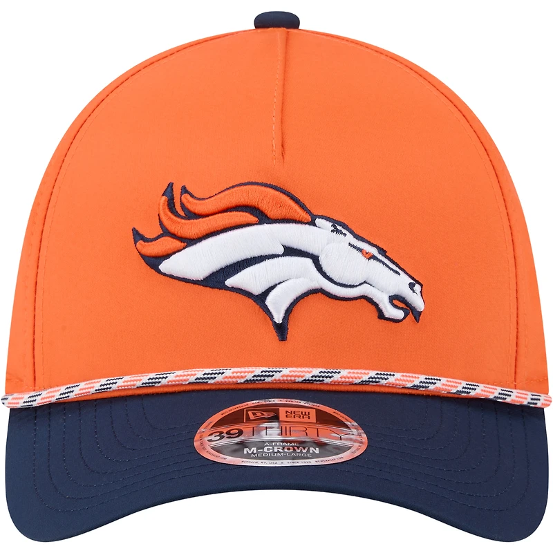 Casquette Flex 39THIRTY pour homme, orange/marine, Denver Broncos, modèle Rope M-Crown A-Frame