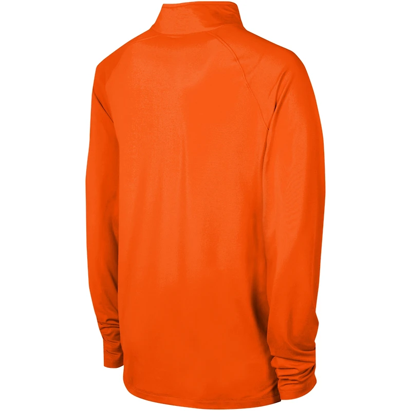 Haut orange à quart de zip raglan authentique des Denver Broncos Combine pour hommes