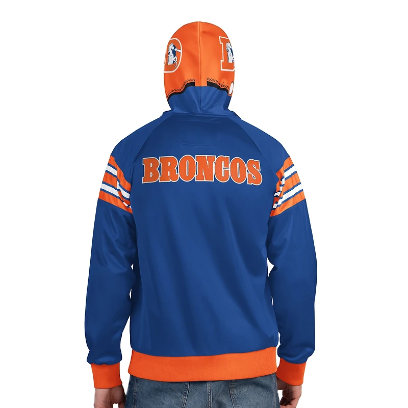 Men's Pro Player Royal/Orange Denver Broncos Retro Helmet Full-Zip Hooded Track Jacket