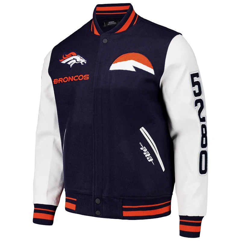 Men's Pro Standard  Navy Denver Broncos Classic Wool Varsity Full-Snap Jacket